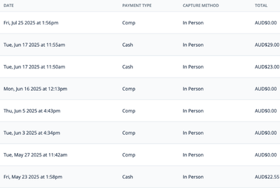Transaction history